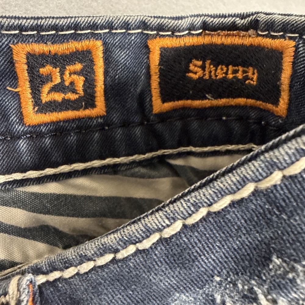 Rock Revival Women 25/31 Sherry Skinny Jeans EMBELISHED RHINESTONES THICK STITCH - Picture 5 of 10
